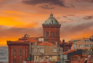 Fener Greek High School overlooking the historic Fener neighborhood in Istanbul